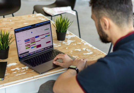 Employee checking team schedule