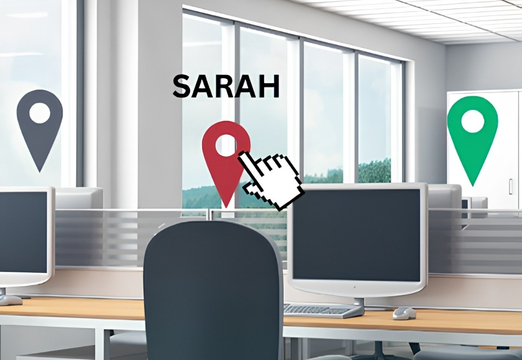 Employee booking a desk with colour-coded availability