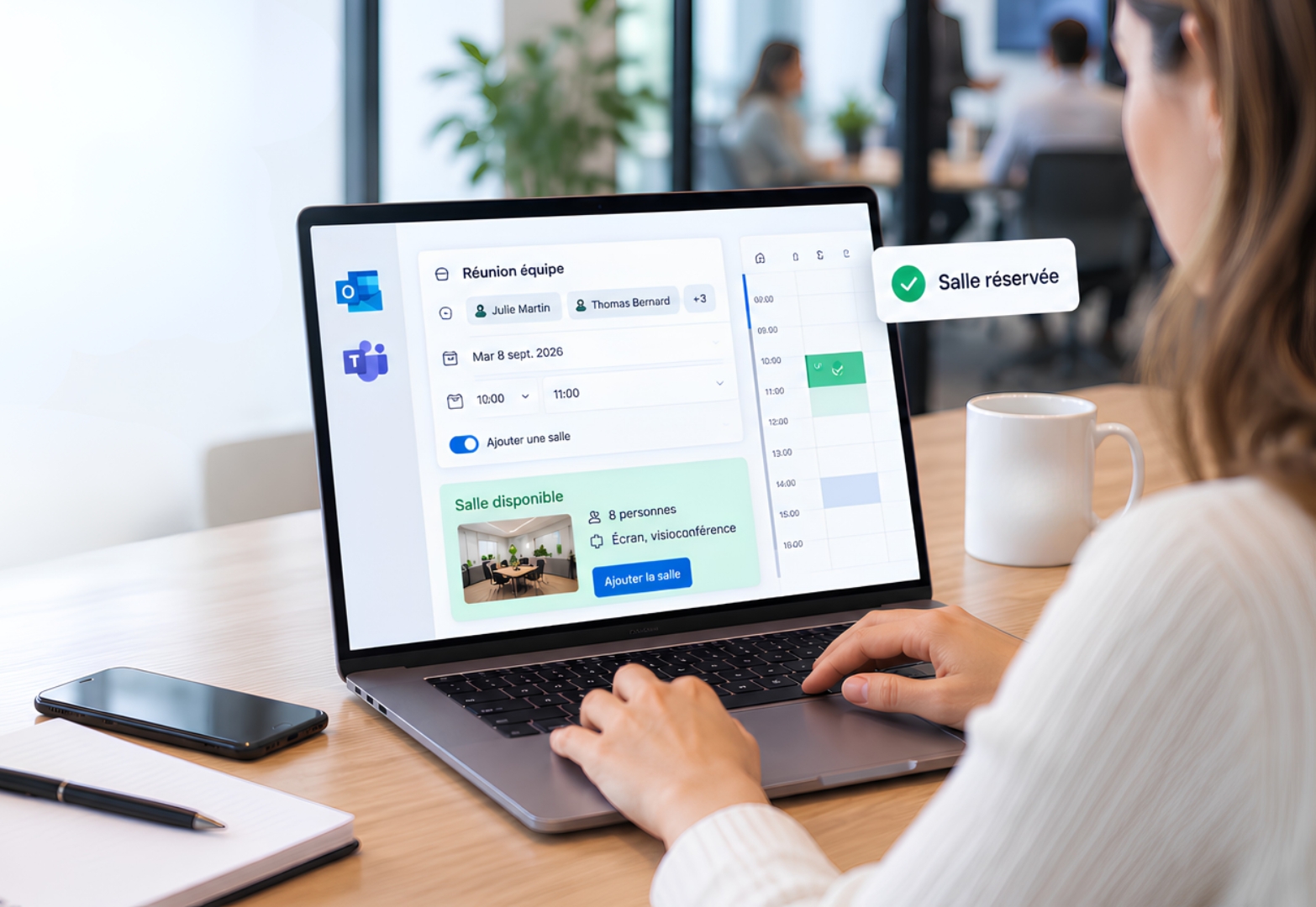 reserver une salle ou bureau directement dans Outlook